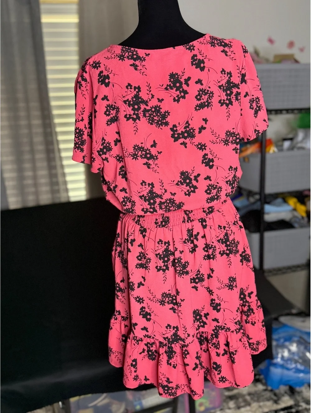 Michael Kors Pink Floral Short Sleeve Dress Size Large